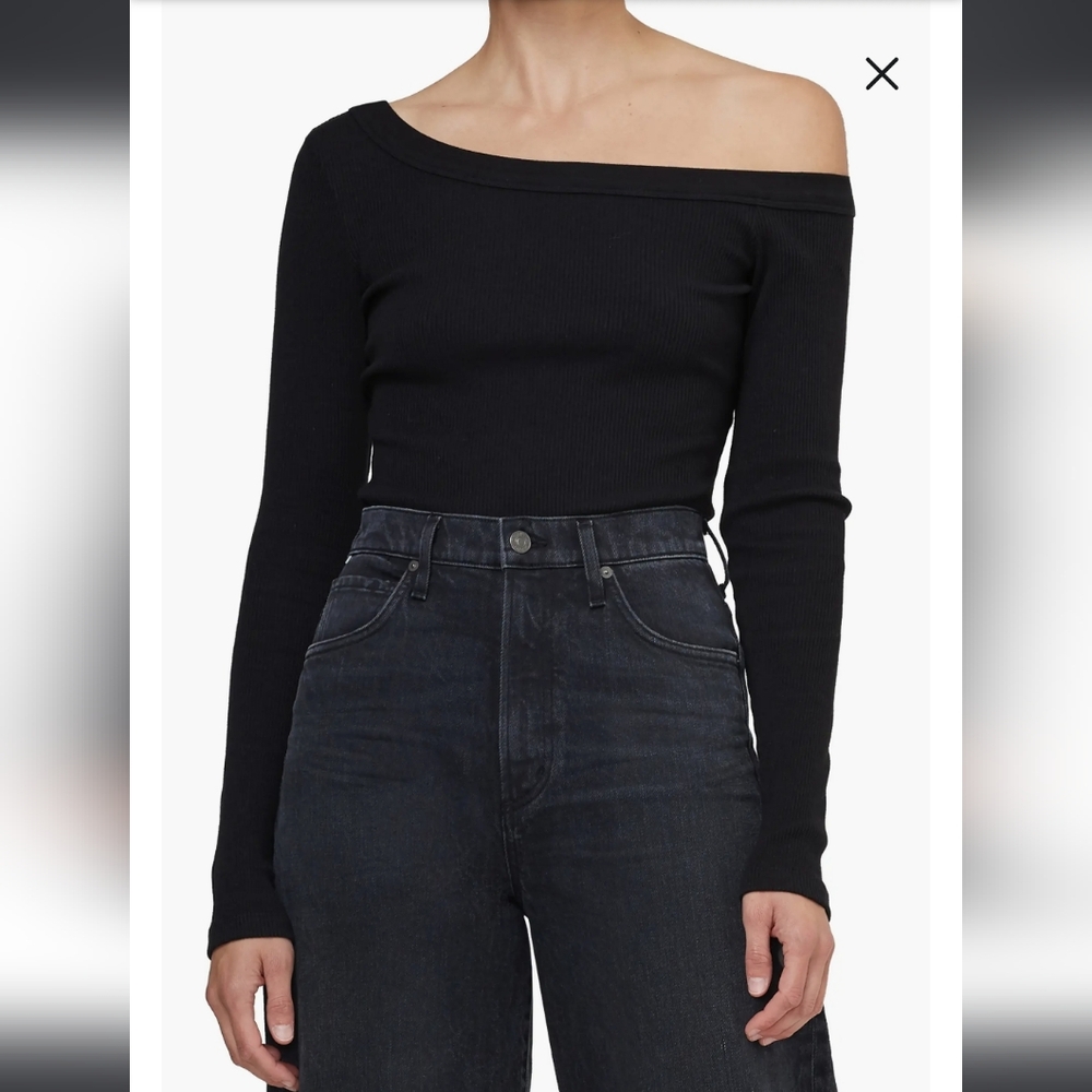 Citizens Of Humanity Wren Black Ribbed Long Sleeve Top